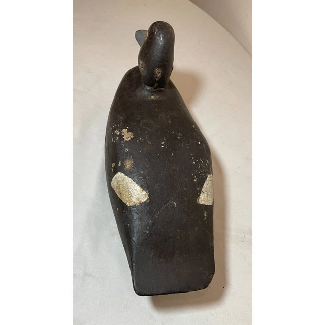 Antique Hand Carved Wood Folk Art MSH Bluebill Drake Duck Decoy Bird Sculpture For Sale - Image 4 of 12