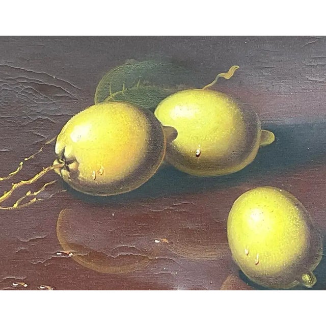 Vintage Original Lemon Still Life Oil Painting For Sale - Image 4 of 12