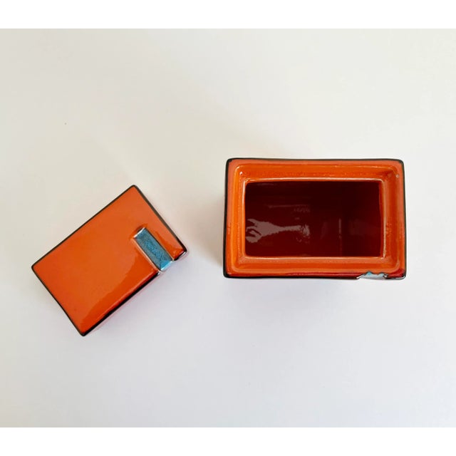 Orange 1970s Mondrian Inspired Canister For Sale - Image 8 of 9