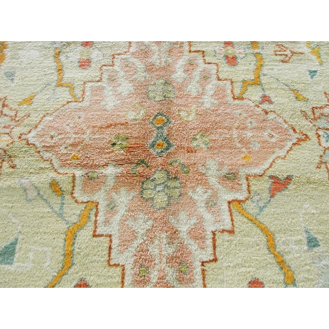 Yellow Antique Oushak Carpet , 10'9" X 14' #16474 For Sale - Image 8 of 13