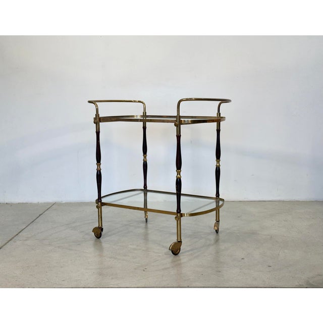 1960s Brass and Wood Bar Trolley, 1960s For Sale - Image 5 of 13