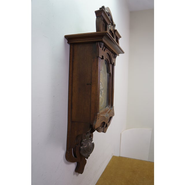 Brown Antique Art Nouveau German Black Forest Jugendstil Walnut Regulator Wall Clock For Sale - Image 8 of 18