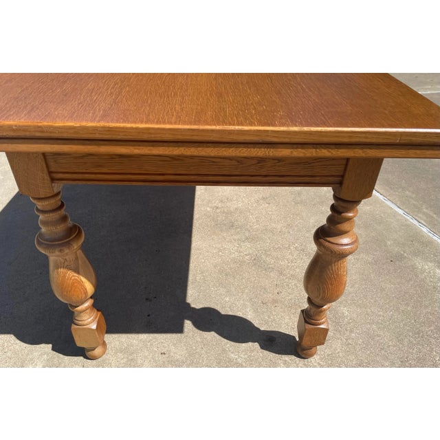 Wood Vintage English Draw Leaf Dining Table For Sale - Image 7 of 12