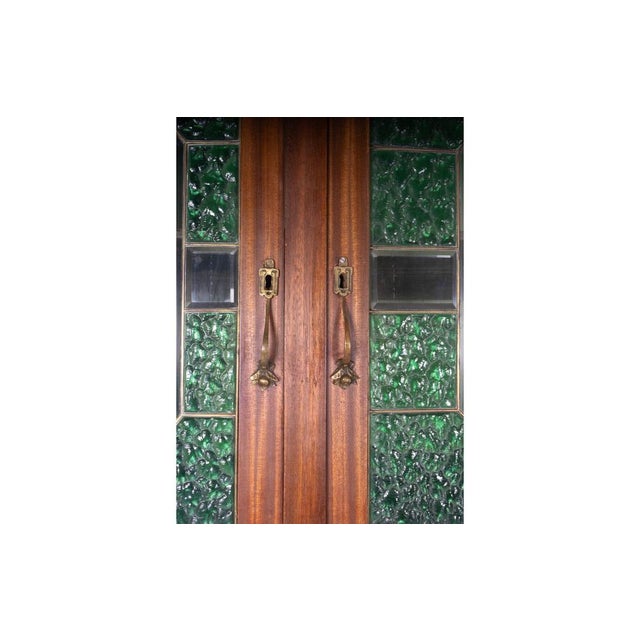 Vintage Wooden Sideboard with Decorative Glass Panels and Metal Details For Sale - Image 10 of 12