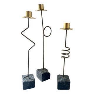 Vintage Postmodern Krasen Candlesticks by Ehlén Johansson for Ikea, 1980s, Set of 3 For Sale