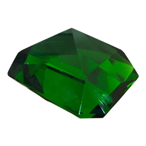 Large Emerald Facet Cut Green Glass Paperweight