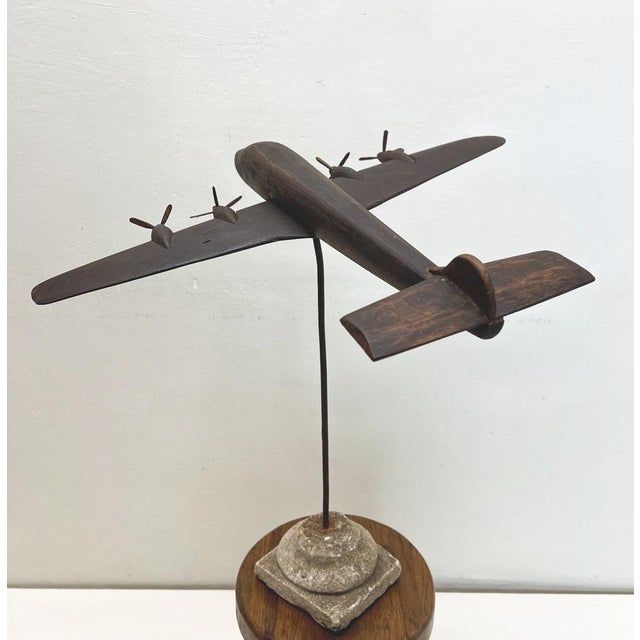 Mid-Century Modern Handmade Oak Hercules C-130 Airplane on Stand, 1950s For Sale - Image 3 of 18