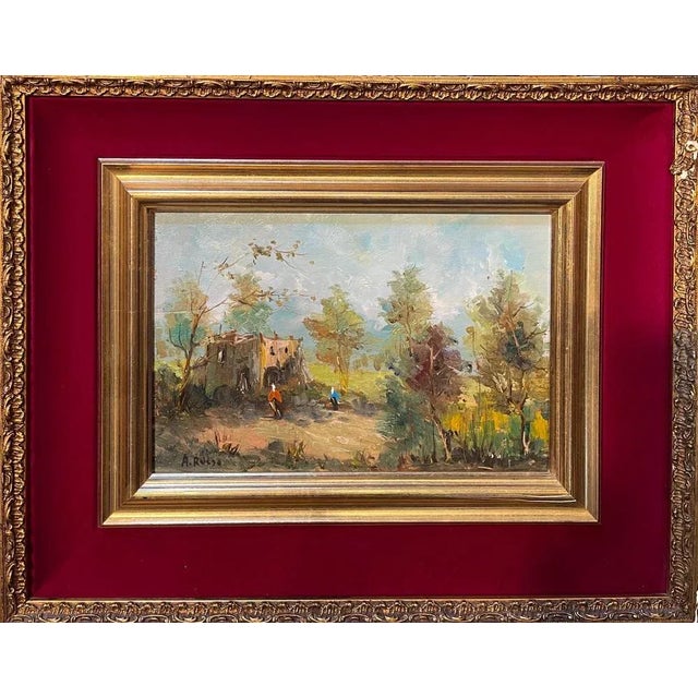Russo, Rural Landscape, 20th Century, Oil Painting on Panel, Framed For Sale - Image 7 of 7