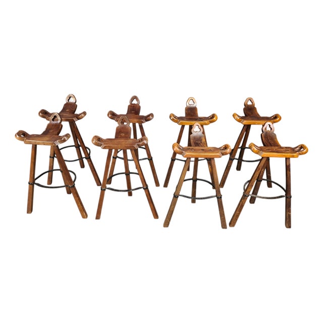 Mid-Century Brutalist Bar Stools, 1960s, Set of 8 For Sale