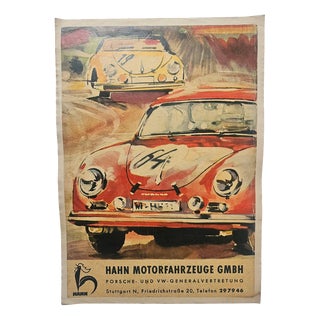 Art Deco Advertising Poster Porsche Automobile, 1930s For Sale