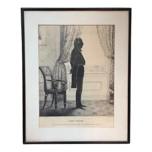 William Brown Kellogg Framed Silhouette Print of Us President John Tyler
