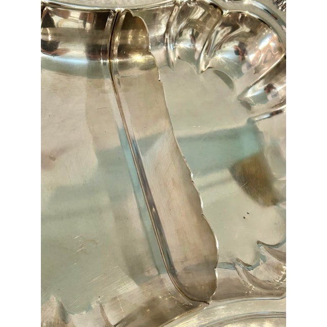 Metal Vintage Sheffield Rococo Silver Plate Over Copper Divided Serving Dish For Sale - Image 7 of 9