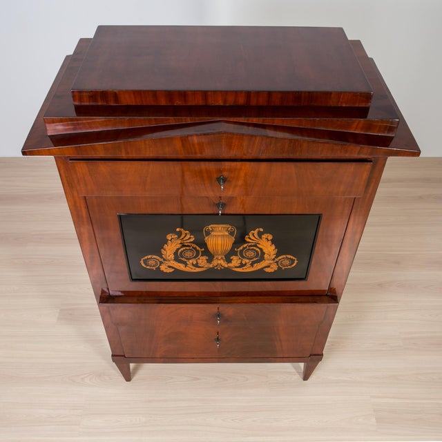 19th Century French-Polished Mahogany Secretary Desk For Sale - Image 11 of 14
