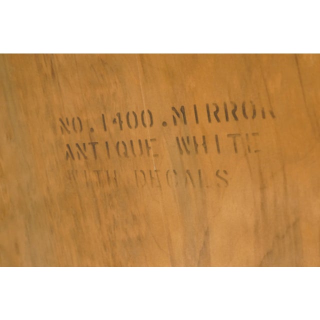 Henredon Furniture Country French Antique White Painted 46" Dresser / Wall Mirror W. Painted Floral Details 1400 For Sale In Kansas City - Image 6 of 7