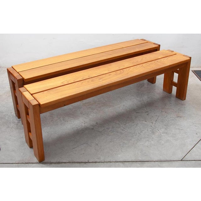 Brown Large Midcentury Modern French Bench, 1970s For Sale - Image 8 of 10