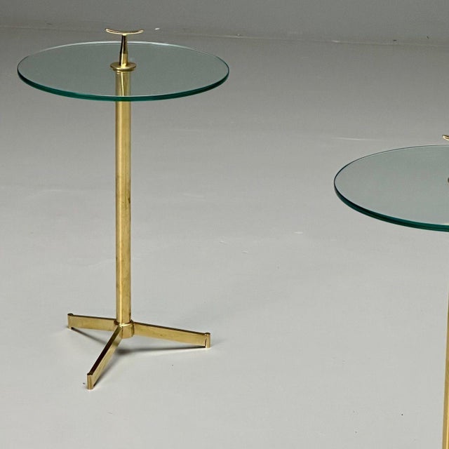Italian Mid-Century Modern Style, Brass, Glass, Martini Side Tables, 21st C. For Sale In New York - Image 6 of 9
