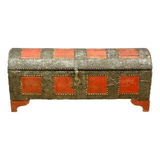 Early 18th Century Hammered Iron & Fir Chest For Sale