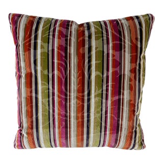 Brunschwig & Fils “E’Toile” Velvet Multi Color Feather/Down 22” Pillow For Sale
