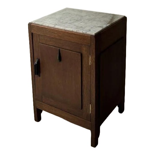 Art Deco Bedside Table with Marble Top For Sale