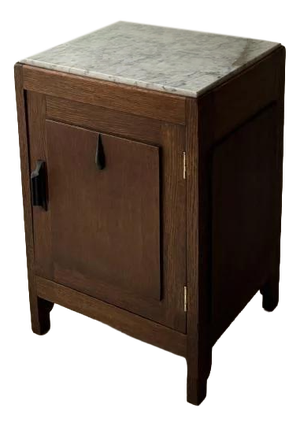 Art Deco Bedside Table with Marble Top