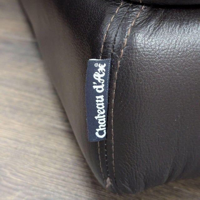 2010s Chateau D’Ax Brown Leather Sectional Sofa - Modern L-Shaped Couch For Sale - Image 5 of 8