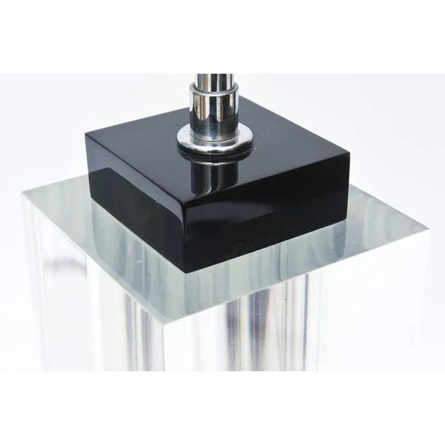 Metal !990's Molini Southard Black and Clear Lucite Column Table or Desk Lamp For Sale - Image 7 of 8
