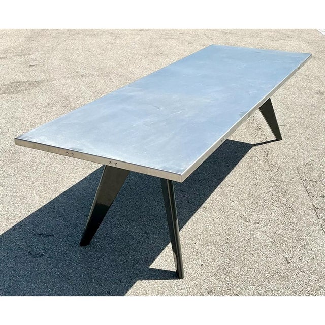 Charcoal Vintage Jean Prouve for Vitra “Gstar Raw” Collectors Edition Dining Table For Sale - Image 8 of 12