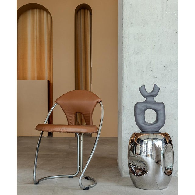 Brown Italian Leather Chair For Sale - Image 8 of 8