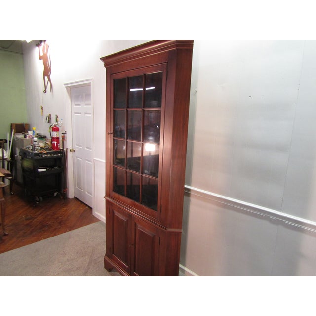 Traditional Henkel Harris Solid Mahogany Twelve Pane Corner China Cabinet For Sale - Image 3 of 10