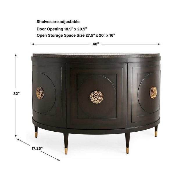 A stylish update to a traditional design This demi-lune Console in deep espresso finished Oak is both fresh and timeless....