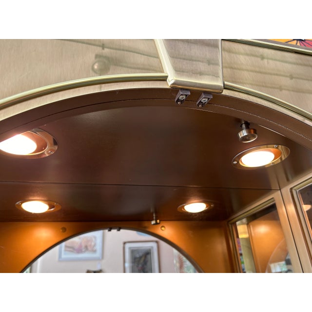 1990s Mastercraft Style Brass + Glass Lighted Display Cabinet For Sale In Chicago - Image 6 of 12