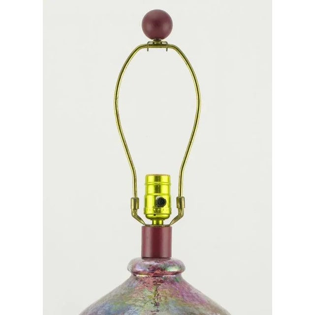 1970s Lavender Iridescent Textured Ceramic Table Lamps - a Pair For Sale - Image 5 of 7