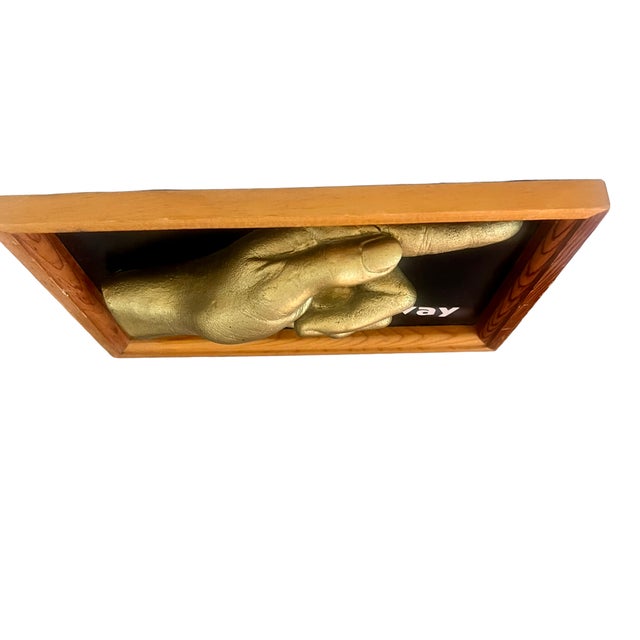Vintage 1962 Framed Plaster Gold Cast Hand Wall Art "It's That-A-Way" For Sale - Image 9 of 11