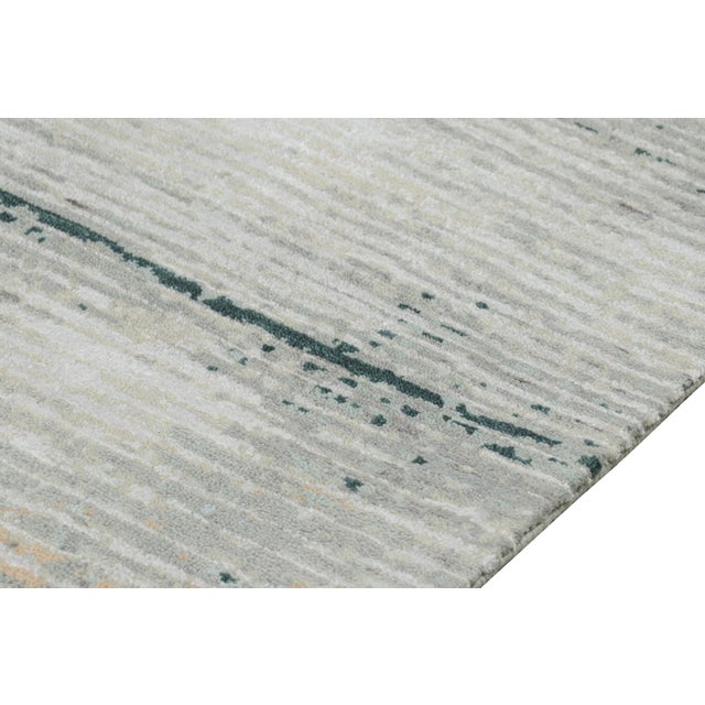 Rug & Kilim’s Oversized Abstract Rug With Gray and Blue Geometric Patterns For Sale In New York - Image 6 of 7