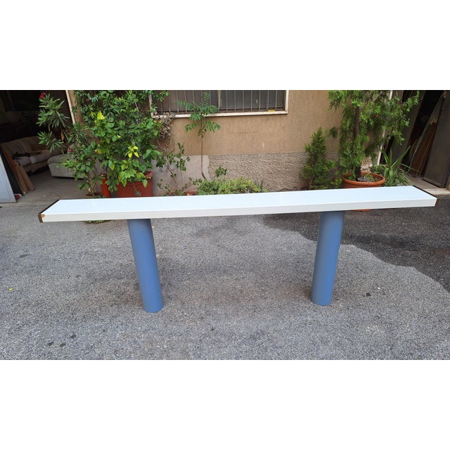 Console in White Lacquer with Cylindrical Plastic Legs by Tresoldi Salvati, 1980s For Sale - Image 11 of 11