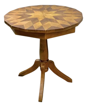 Vintage Texas Folk Tramp Art Marquetry Starburst Pedestal Table