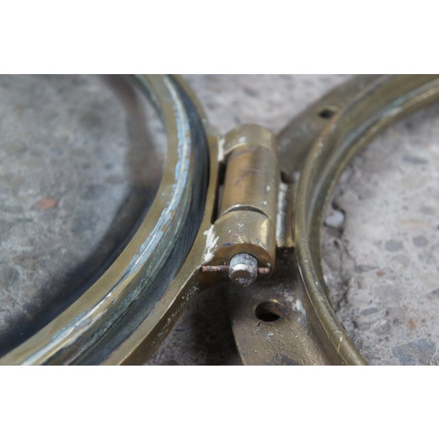 Metal Early 20th Century Extremely Large Antique Solid Bronze Maritime Ships Porthole Nautical For Sale - Image 7 of 12