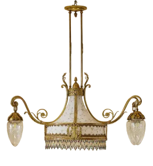 Art Nouveau Chandelier in 5-Light Golden Brass, 1890s