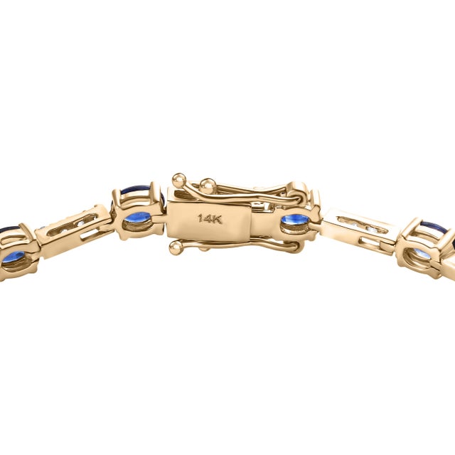 Not Yet Made - Made To Order Chic Wedding 14k Yellow Gold Blue Sapphire Bracelet For Sale - Image 5 of 12