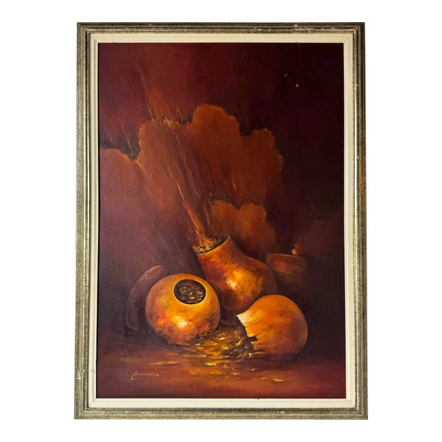 1970s Vintage Still Life Oil on Canvas Painting by Ankudowicz For Sale
