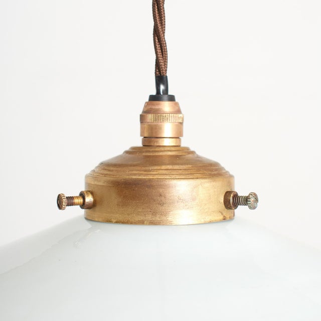 Antique French Coolie Milk Glass Pendant Light, 1920s For Sale - Image 3 of 7