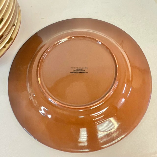 1990s Vintage Arts & Crafts Pottery Barn Harvest Dinner Plates - Set of 9, Thanksgiving For Sale - Image 9 of 9