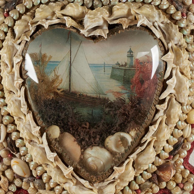 Shell Antique British Colonial Heart Form Sailor Valentine For Sale - Image 7 of 10