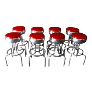 Mid-Century Chrome Diner Bar Stools- Set of 8 For Sale