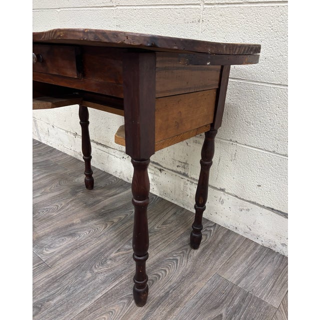 Antique American Primitive Rustic Kidney Shaped Writing Desk Console Table For Sale - Image 11 of 11