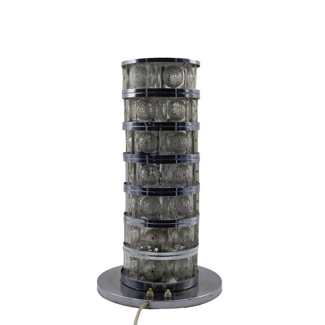 Singular floor/stand lamp made of chrome-plated metal and transparent acrylic glass diffusers, dual ignition. Polished...