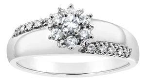 Half Carat Diamond Engagement Ring 14k White Gold, Size 6
