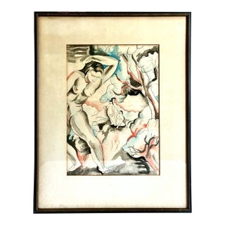 Signed Mid-Century Post-Impressionist Watercolor, by Miki McCrossen Hayakawa (1899–1953) For Sale