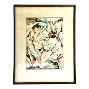 Signed Mid-Century Post-Impressionist Watercolor, by Miki McCrossen Hayakawa (1899–1953)