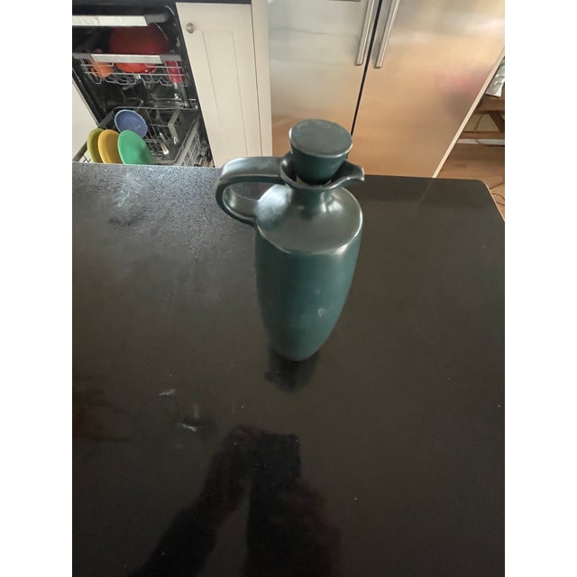 Mid-Century Modern Vintage Mid Century Spectacular Green Art Pottery Vase For Sale - Image 3 of 5